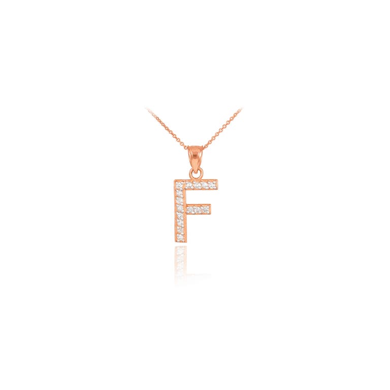 Gold Boutique Diamond Letter F Pendant Necklace in 9ct Rose Gold - GB55942R