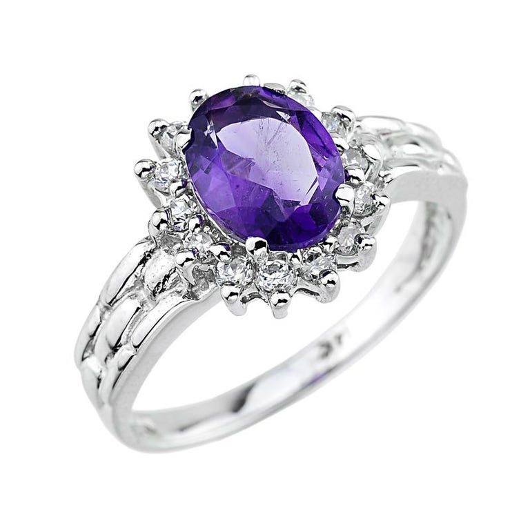 Gold Boutique 0.28ct Amethyst & Diamond Ring in 9ct White Gold - GB56216W
