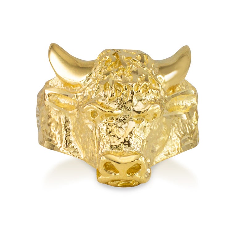 Gold Boutique Precision Cut Large Bull Ring in 9ct Gold - GB57655Y