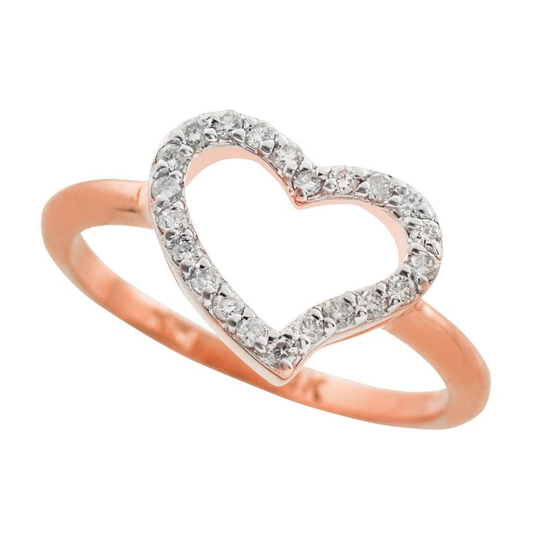 Gold Boutique Cubic Zirconia Heart Ring in 9ct Rose Gold - GB58230R