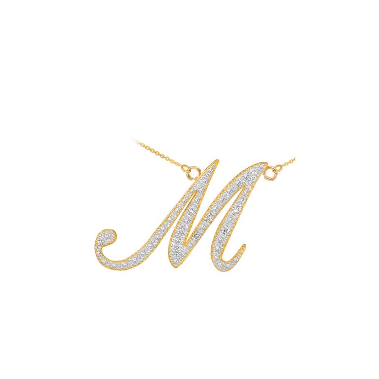 Gold Boutique Diamond Script Letter M Pendant Necklace in 9ct Gold - GB59954Y