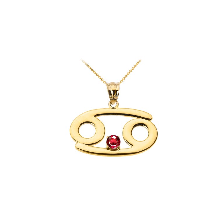 Gold Boutique 0.22ct Ruby Cancer Zodiac Pendant Necklace in 9ct Gold - GB60723Y