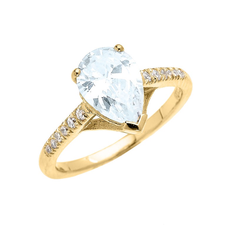 Gold Boutique 1.58ct Aquamarine & Diamond Pear Shape Engagement Ring in 9ct Gold - GB62860Y