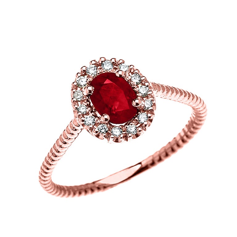 Gold Boutique 0.33ct Ruby Halo Rope Design Promise Ring in 9ct Rose Gold - GB63554R