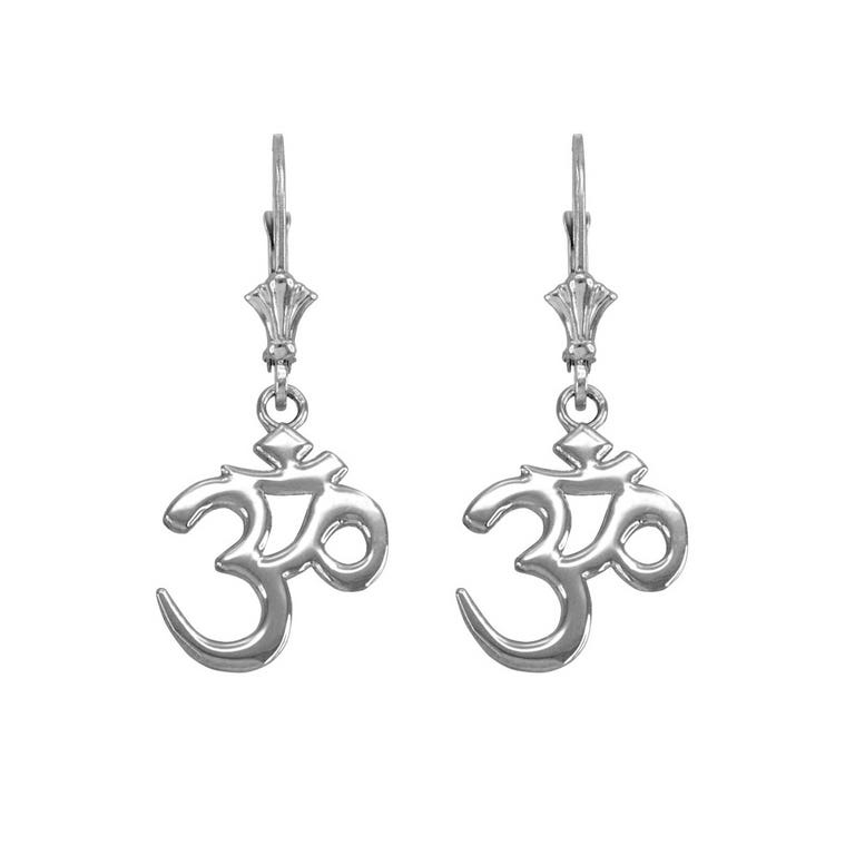 Gold Boutique Om (Ohm) Leverback Earrings in 9ct White Gold - GB65736W
