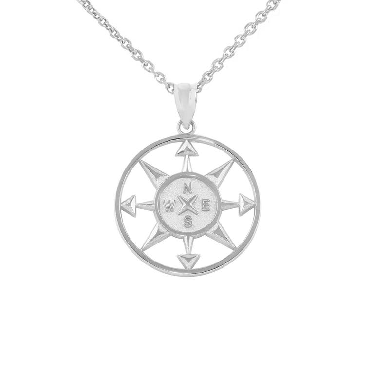 Gold Boutique Compass Circle Necklace in Sterling Silver - GB67640S