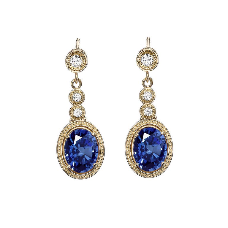 Gold Boutique 3.28ct Sapphire & Diamond Drop Earrings in 9ct Gold - GB68207Y