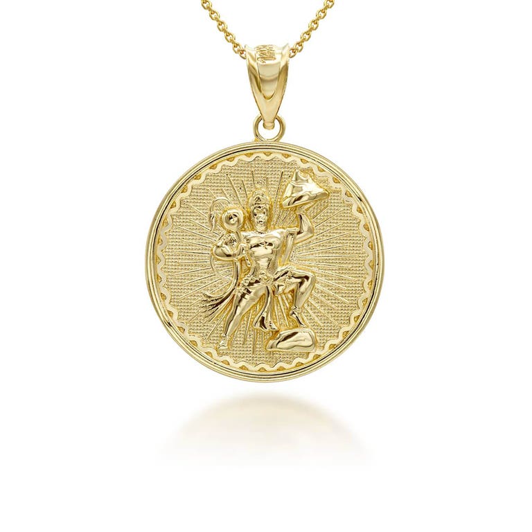 Gold Boutique Lord Hanuman Hindu God Coin Necklace in 9ct Gold - GB80268Y