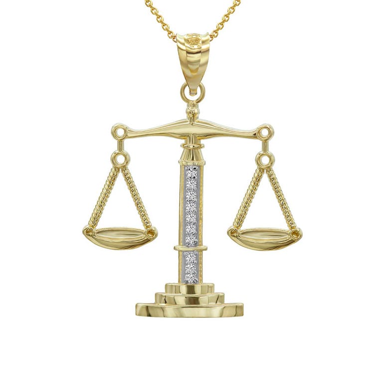 Gold Boutique Scales of Justice Necklace in 9ct Three-Tone Gold - GB80329G3