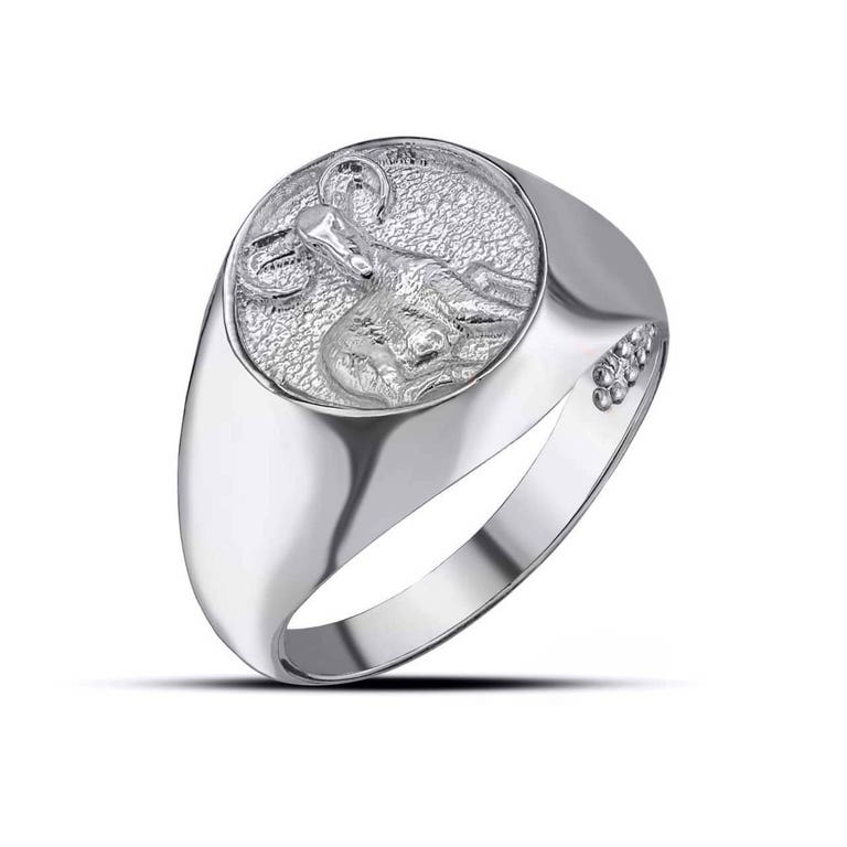 Gold Boutique Hammered Zodiac Aries Zodiac Ring in Sterling Silver - GB81521S